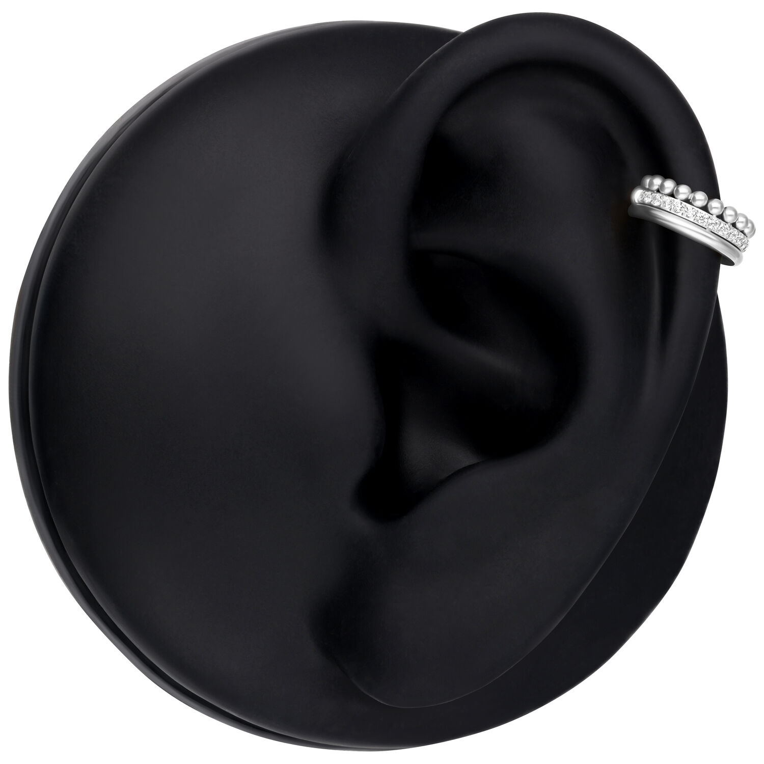 Triple Bubble Clicker argenté sur modèle d'oreille noir