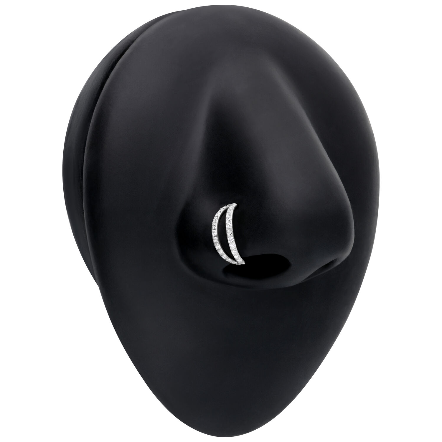 Clicker à Cristaux Double Rangée en Argent sur tête de mannequin noir