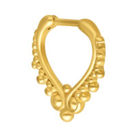 Clicker de septum doré en acier chirurgical 316L sur fond blanc