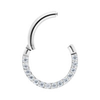 Cliqueur en cristal brillant en argent Cliqueur en argent avec cristaux pavés sur fond blanc