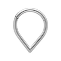 Clicker en goutte d'eau en argent, 1,2 mm d'épaisseur Piercing Clicker en goutte d'eau argenté sur fond blanc