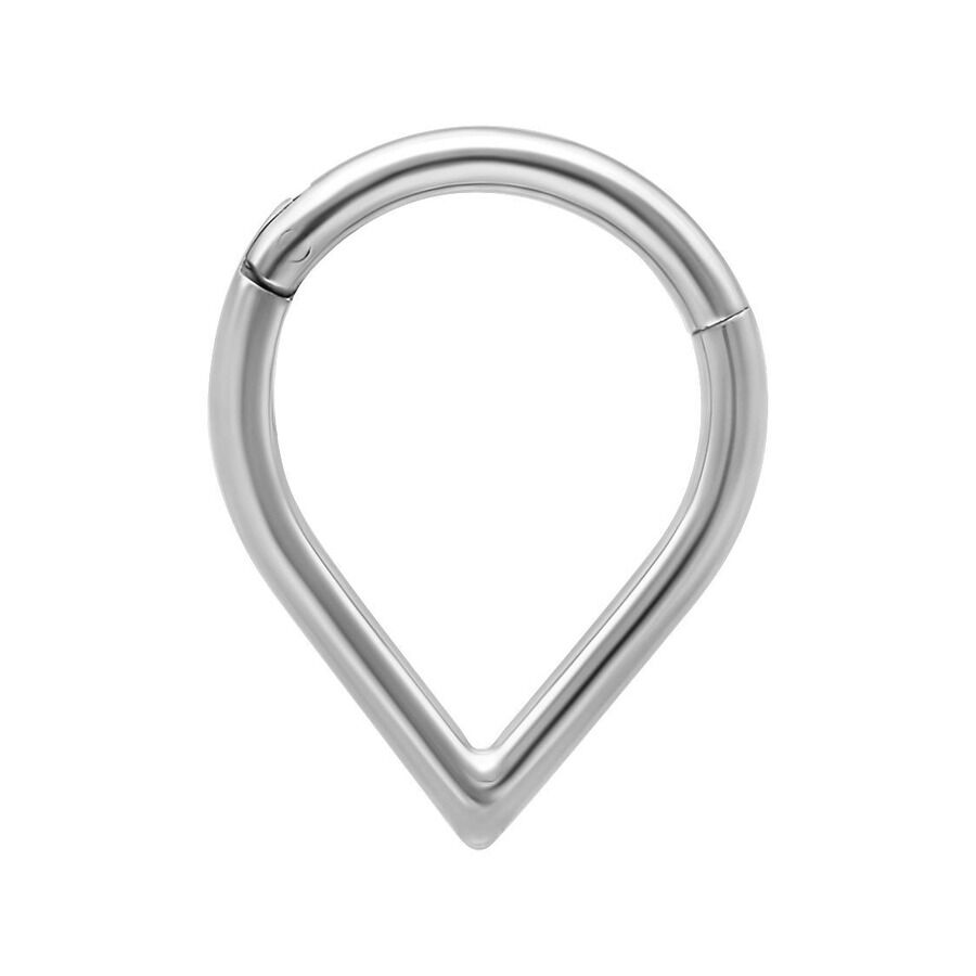 Clicker en goutte d'eau en argent, 1,2 mm d'épaisseur Piercing Clicker en goutte d'eau argenté sur fond blanc