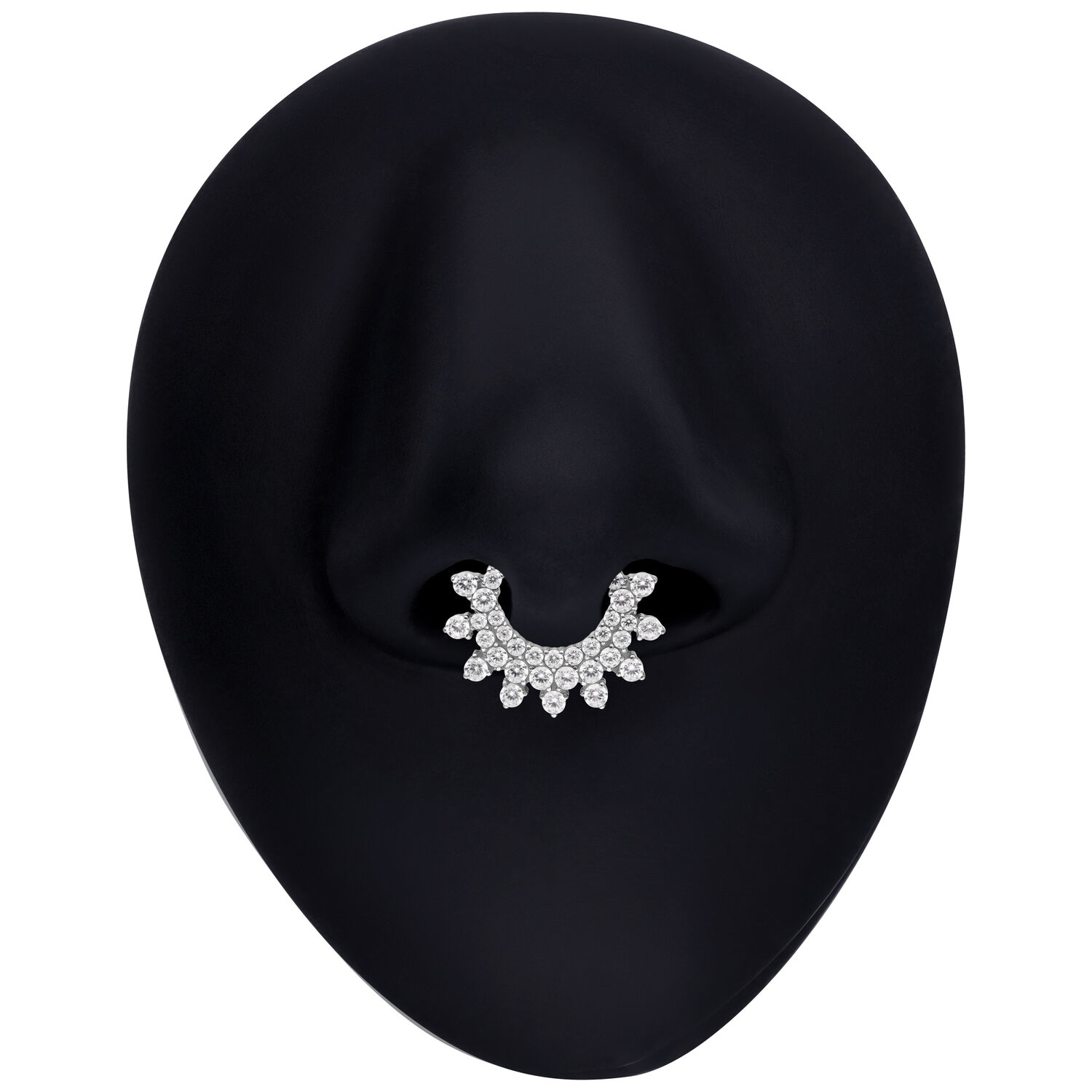 Clicker de Septum Argenté avec Cristaux Clicker de septum argenté avec cristaux scintillants sur fond noir