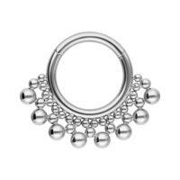 Clicker de Septum Bubble Argenté 1,2 mm Clicker de septum argenté avec détails de boules sur fond blanc
