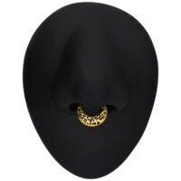 Clicker de septum léopard doré en titane Clicker de septum doré avec motif léopard sur fond noir