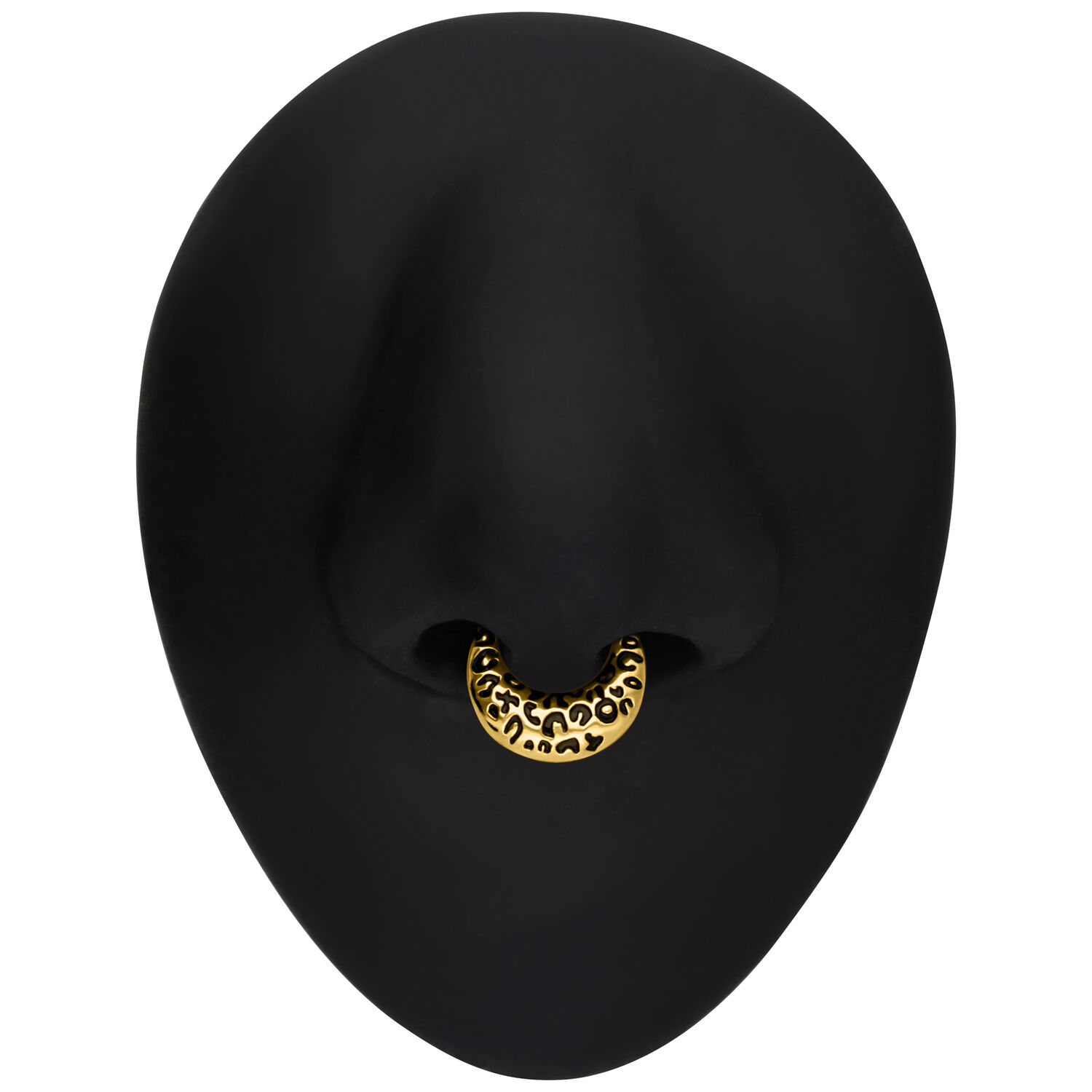 Clicker de septum léopard doré en titane Clicker de septum doré avec motif léopard sur fond noir