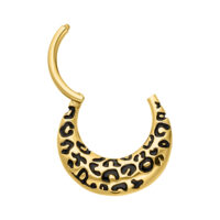 Clicker Septum Léopard Doré en Titane Clicker Septum Doré avec motif léopard sur fond blanc