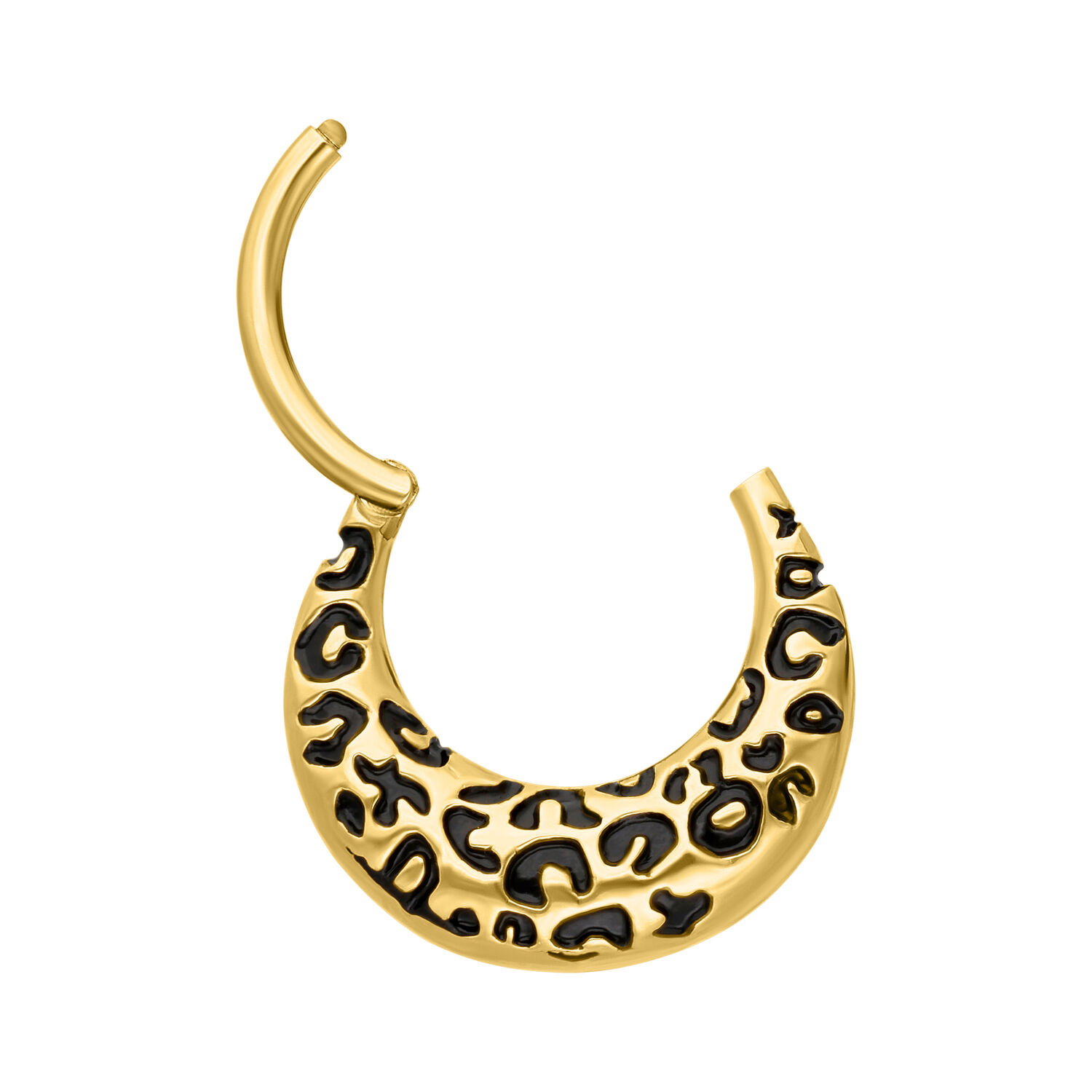 Clicker Septum Léopard Doré en Titane Clicker Septum Doré avec motif léopard sur fond blanc
