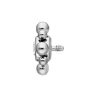 Embout en titane argenté 2,5 mm filetage interne Embout en titane argenté 2,5 mm avec filetage externe sur fond blanc