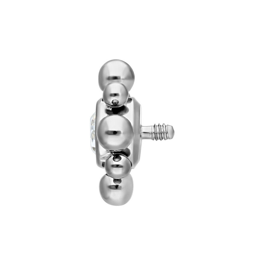 Embout en titane argenté 2,5 mm filetage interne Embout en titane argenté 2,5 mm avec filetage externe sur fond blanc