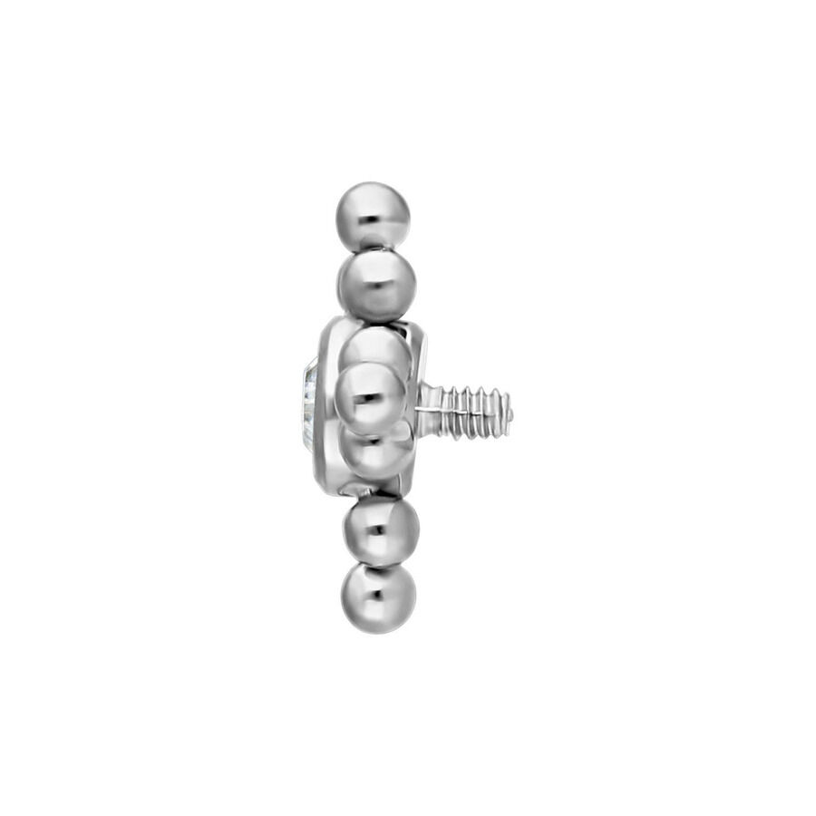 Embout en titane argenté avec boule de 2,5 mm sur fond blanc