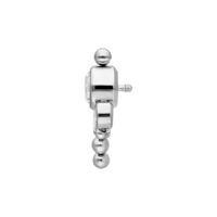 Embout de piercing argenté avec cristal clair sur fond blanc