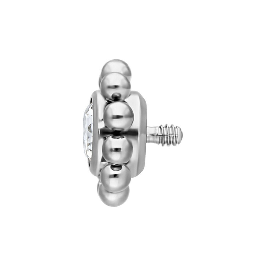Embout Fleur Cristal Titane argenté avec boule de 2,5 mm