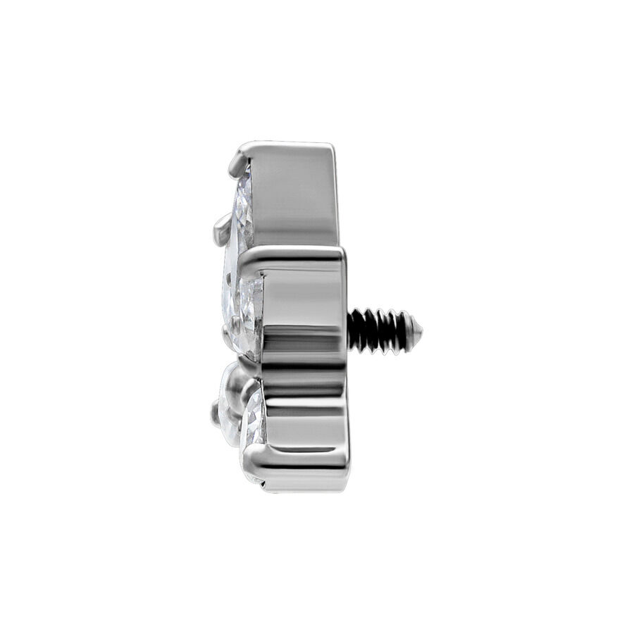 Embout de piercing en titane argenté avec cristal Embout de piercing en titane argenté avec cristal clair sur fond blanc