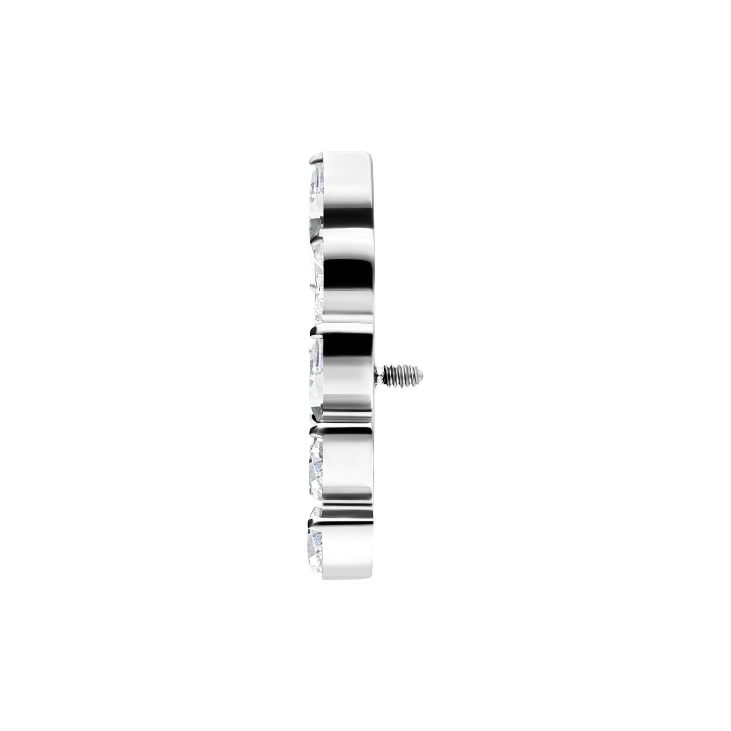 Embout Aphrodite Argent avec Pierres Claires Embout de piercing argenté avec pierres claires, orientation droite