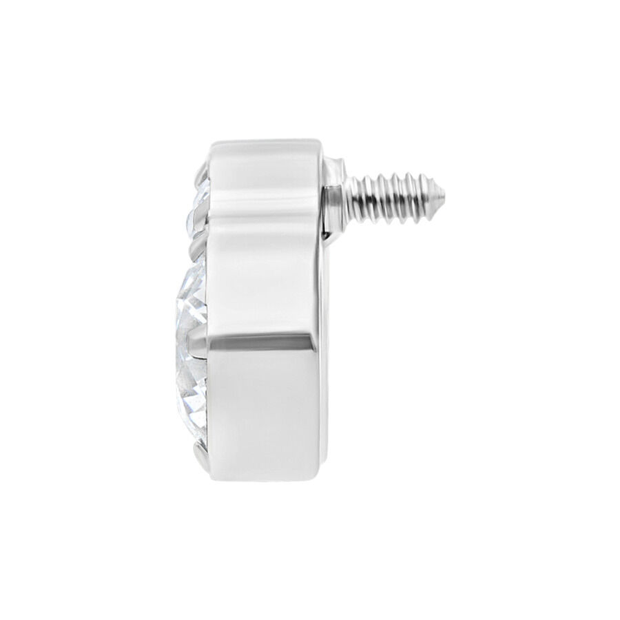 Embout en titane avec cristal pour piercings Embout en titane argenté avec cristal et filetage externe