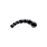 Embout Cascada avec cristaux noirs à gauche Embout de piercing en argent avec cristaux noirs, courbé à gauche