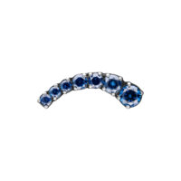 Embout Cascada bleu saphir pour filetage interne gauche Embout argenté avec cristaux bleu saphir, forme courbée, sur fond blanc