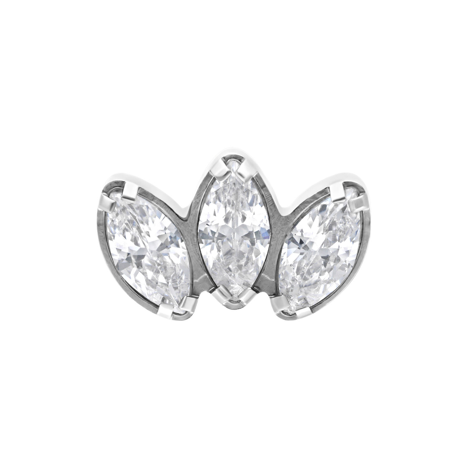 Embout Marquise avec cristaux en argent Embout Marquise argenté avec trois cristaux clairs sur fond blanc