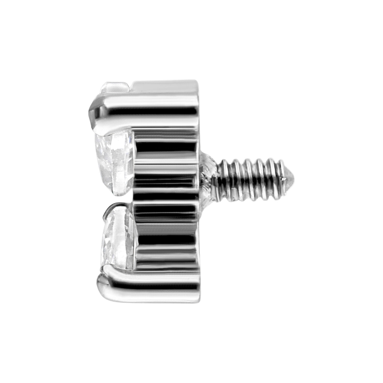 Embout Marquise double argent avec cristaux sur fond blanc