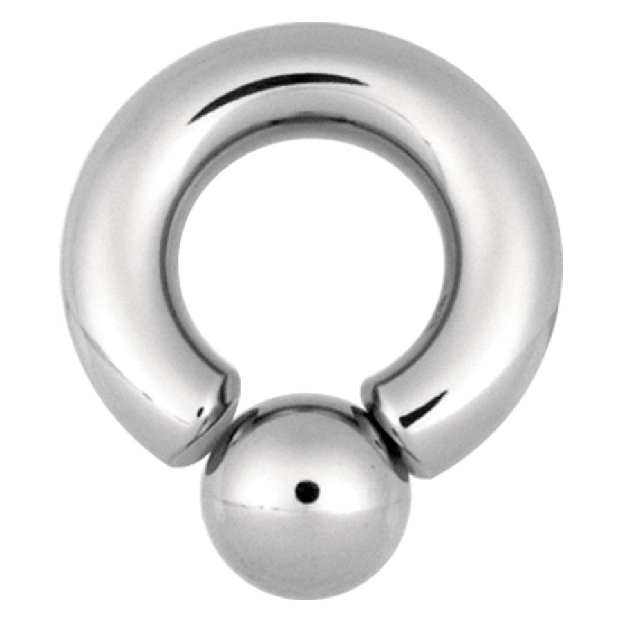 Anneau à bille à visser Titan Highline® Anneau à bille en titane argenté avec fermoir à bille sur fond blanc