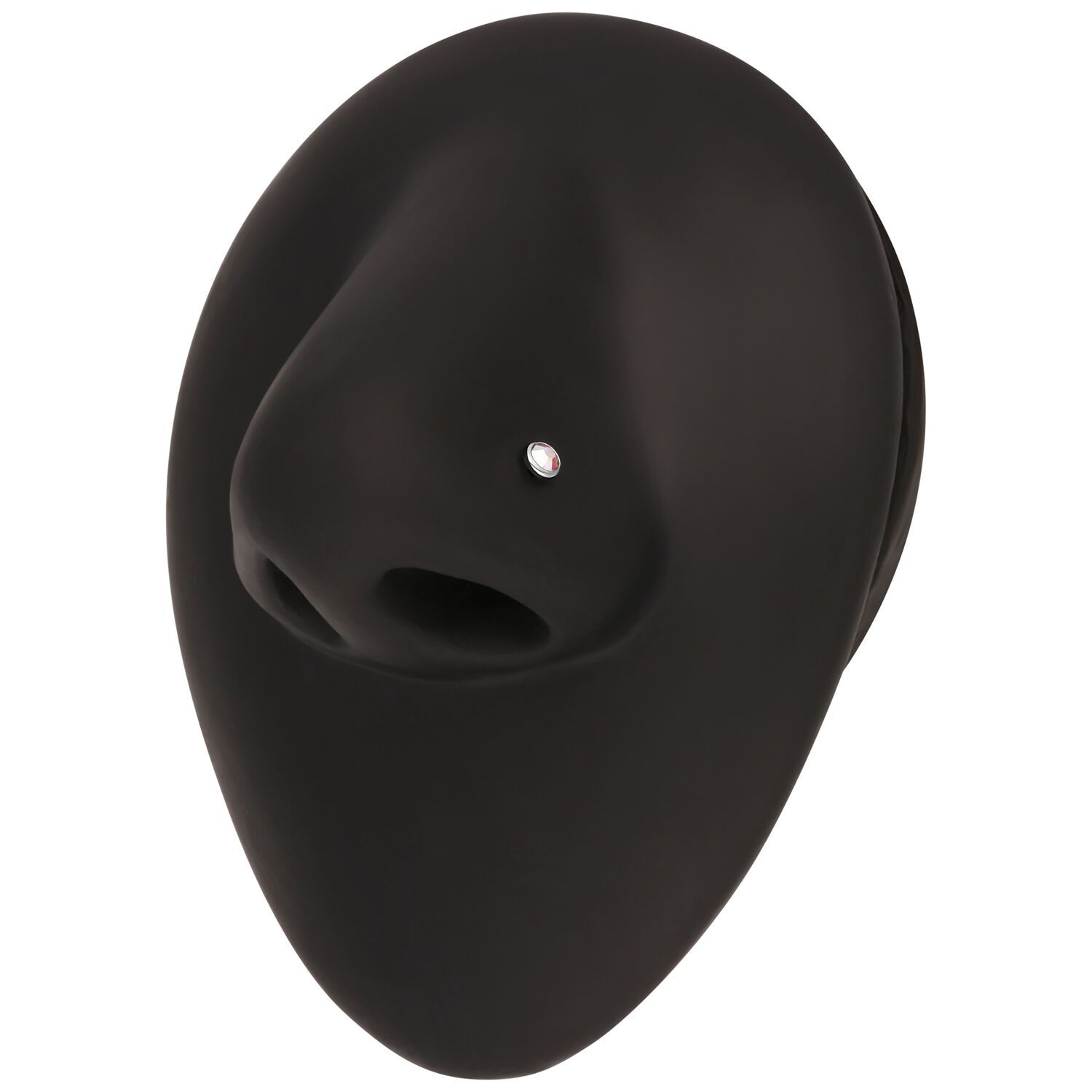Clou de nez noir avec cristal Clou de nez noir, ovale avec petit cristal, fond de studio blanc