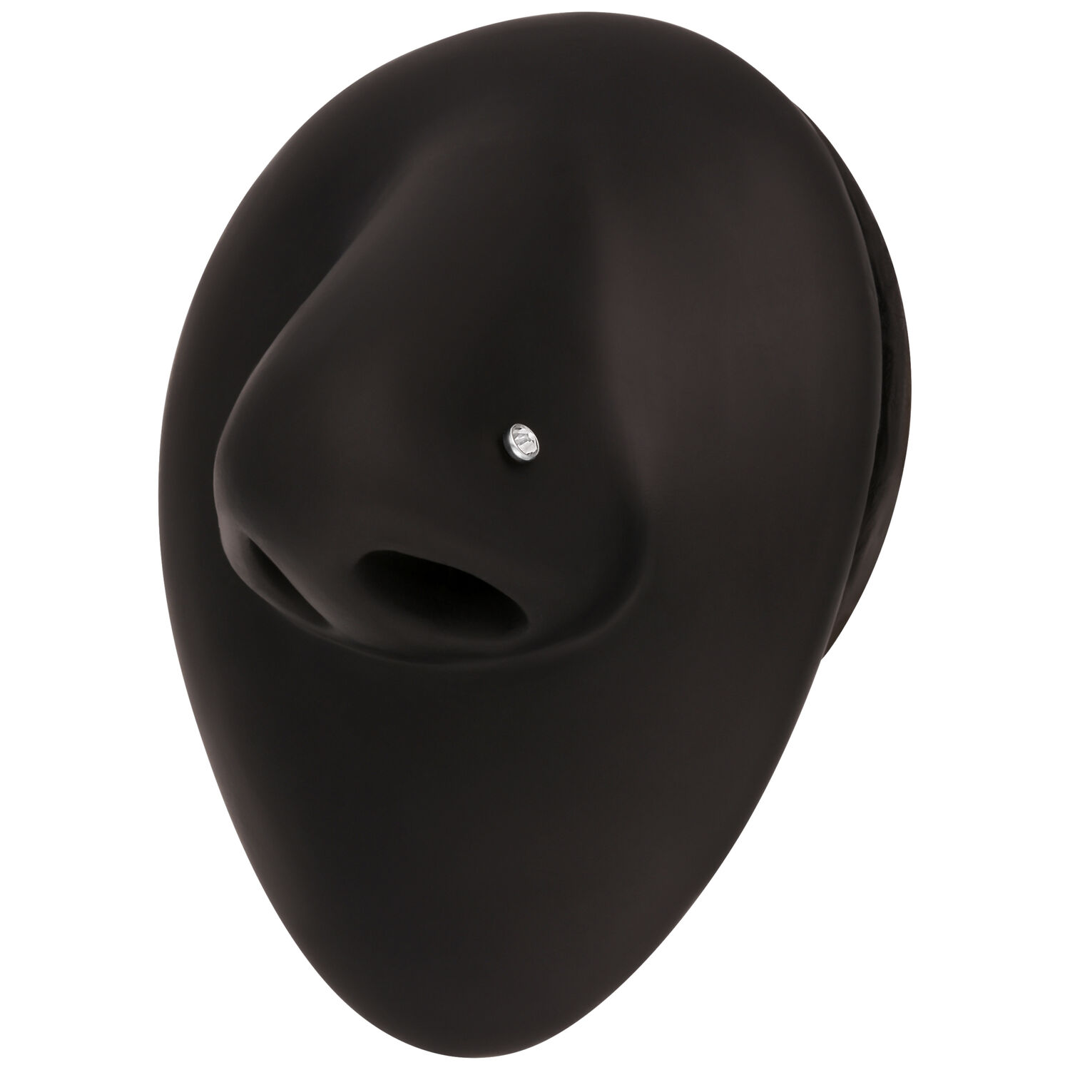 Visage noir avec clou de nez et cristal clair sur fond blanc