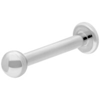 Labret en titane avec filetage interne en argent Labret en titane argenté avec filetage interne sur fond blanc