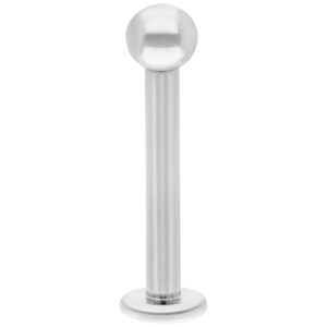 Labret en titane argenté avec tête ronde sur fond blanc