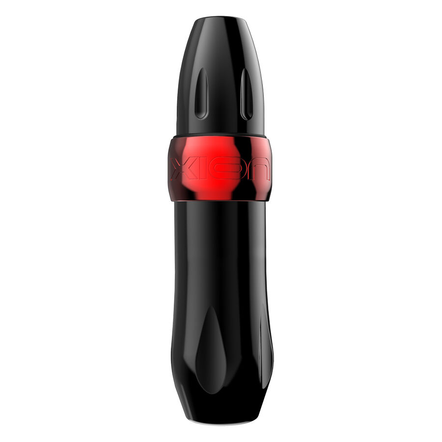 Xion Pen Rouge-Noir Machine à tatouer Machine à tatouer Xion noire et rouge sur fond blanc