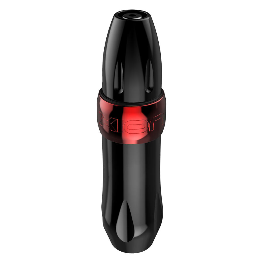 Xion Pen Rouge Noir Aluminium Machine à Tatouer Xion Pen noir et rouge en aluminium sur fond blanc