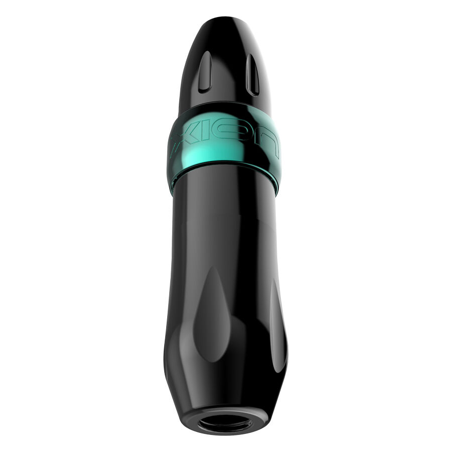 Xion Pen Seafoam en bleu de Wildcat Stylo Xion noir avec anneau bleu sur fond blanc