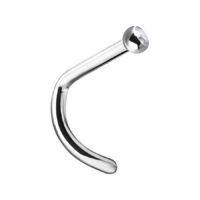 Clou de nez en argent en titane avec cristal clair sur fond blanc