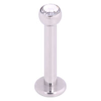Labret en cristal avec filetage interne, 1,2 mm, 7,0 mm Labret en titane argenté avec cristal clair sur fond blanc