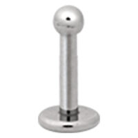 Piercing Labret Caviar en titane argenté Piercing Labret argenté en titane avec filetage externe sur fond blanc