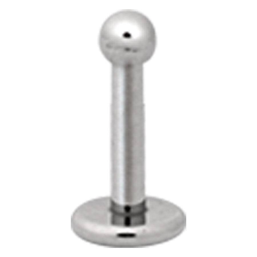 Piercing Labret Caviar en titane argenté Piercing Labret argenté en titane avec filetage externe sur fond blanc