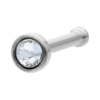 Mini cristal clou de nez en cristal clair Clou de nez en titane argenté avec pierre en cristal clair sur fond blanc