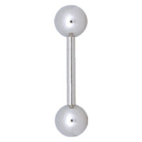 Barbell Piercing en titane argenté Barbell piercing argenté en titane avec deux boules sur fond blanc