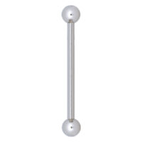 Rattle Barbell en titane avec boules Barbell Rattle argenté avec deux boules sur fond blanc