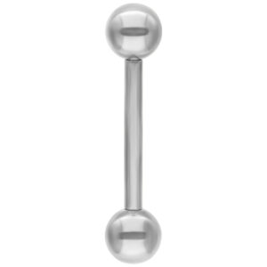 Barbell en titane argenté avec deux boules sur fond blanc