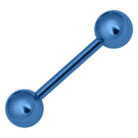 Barbell en titane bleu foncé 1,6 mm Barbell bleu foncé avec deux extrémités sphériques sur fond blanc
