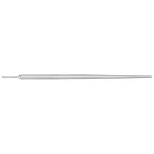 Tige d'introduction droite en titane argenté, 1,2 mm d'épaisseur, 38,0 mm de longueur, sur fond blanc