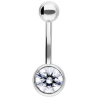 Bananabell en argent avec cristal clair 12 mm Bananabell argenté avec pierre cristalline, 12 mm de long sur fond blanc