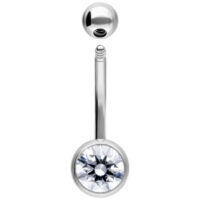 Bananabell en argent avec cristal clair, 12 mm Piercing de nombril en métal argenté avec cristal clair, longueur 12 mm