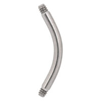 Tige courbée standard en titane, argent Tige courbée en titane argentée avec filetage externe sur fond blanc
