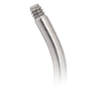 Titan Basicline - Barre courbée argentée Barre courbée en titane argentée avec filetage externe sur fond blanc