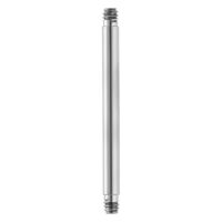Barre de piercing droite en titane, argent Barre de piercing droite argentée avec filetage externe sur fond blanc