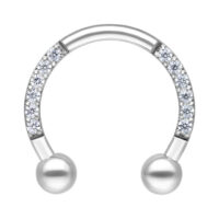 Barbell circulaire en cristal argenté, 8mm Barbell circulaire argenté avec cristaux, 8mm de diamètre intérieur, sur fond blanc