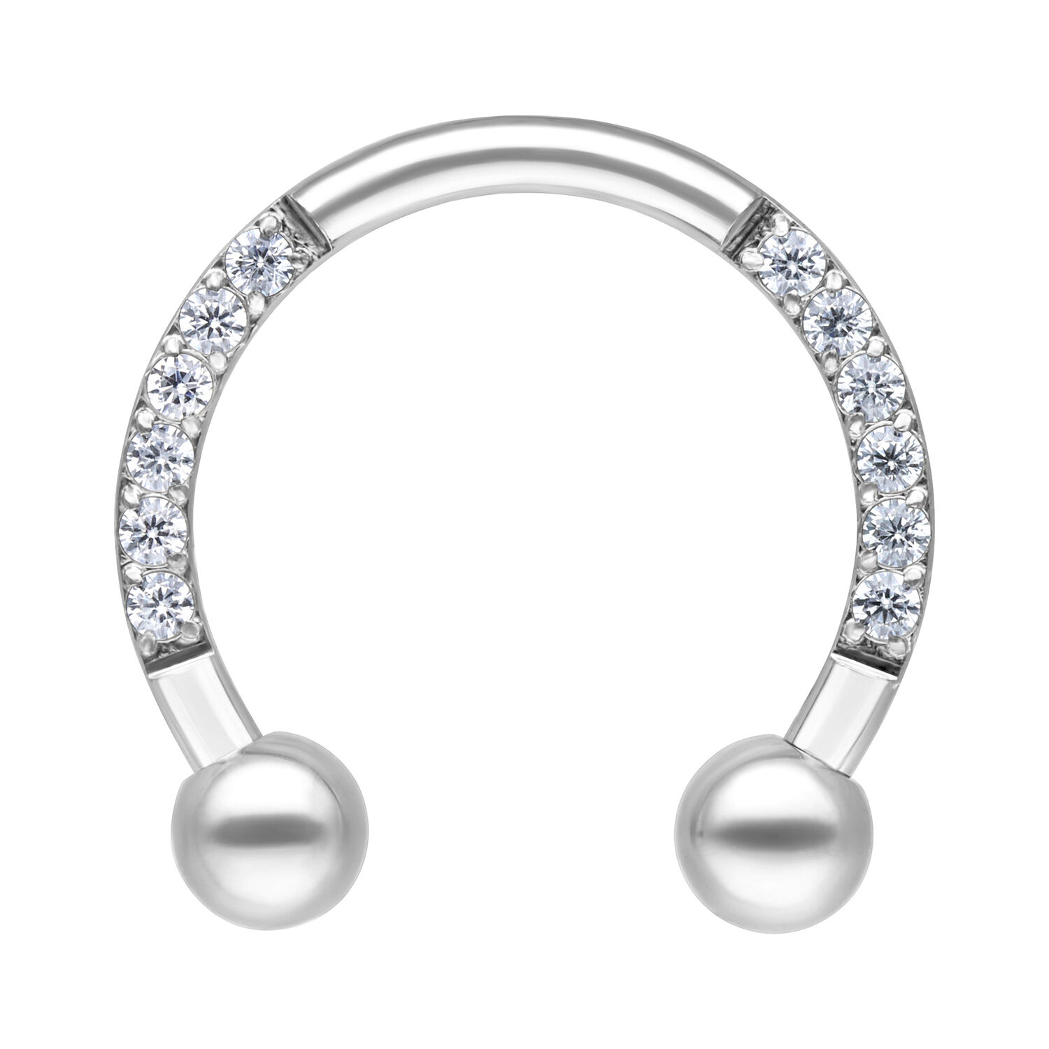 Barbell circulaire en cristal argenté, 8mm Barbell circulaire argenté avec cristaux, 8mm de diamètre intérieur, sur fond blanc