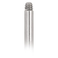 Labret argenté en titane avec filetage externe sur fond blanc
